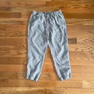 J. Crew Womens 4 Point Sur Seaside Pant Gray High Rise Linen Blend Jogger Casual